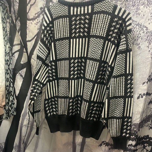 Heavy weight oversized black and white pattern M comfy sweater Liz sport brand - Picture 6 of 6